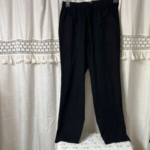 Wide Leg Black Drawstring Women's Scrub Pants